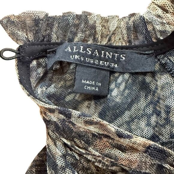 ALLSAINTS Perri Noche Tulle Top Blouse Animal Print 2 - Picture 7 of 9